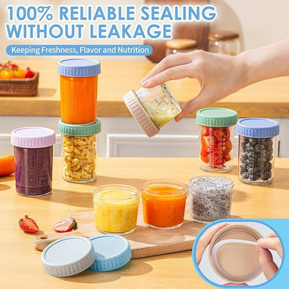 DRKIO 12 Pack Glass Baby Food Storage Containers