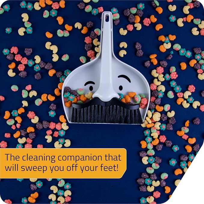 Peleg Design Dustache Small Dustpan and Brush Set, Mini Broom and Dustpan Set
