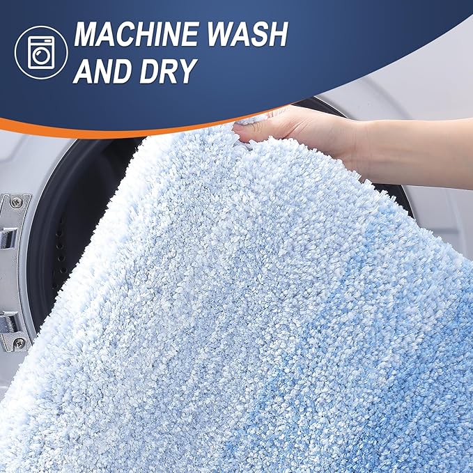 OLANLY Large Bathroom Rugs Mat 44x32, Extra Soft Absorbent Microfiber Bath Rugs, Rubber Backing, Quick Dry, Washable Bath Mats for Bathroom Floor, Tub and Shower, Home Decor Accessories, Light Blue