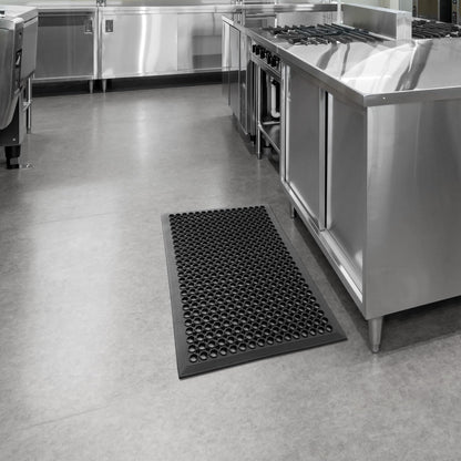 GRIDMANN Rubber Floor Mat, 24" x 36" Anti-Fatigue Drainage Mat, Non-Slip and Grease Resistant for Restaurants, Commercial Kitchens, Bar Floors, Black