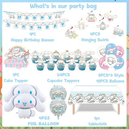 Birthday Party Decorations, Cute Party Supplies Include Banner, latex Balloons, Hanging Swirls, Foil Balloon, Cake Cupcake Toppers, Tablecloth for Theme Party
