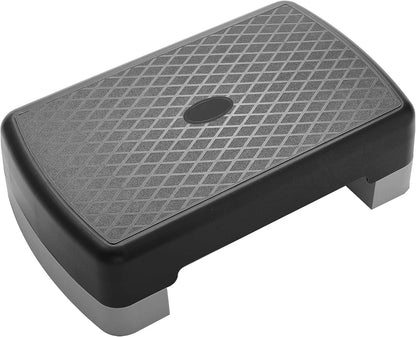 Fitvids 18" Workout Aerobic Stepper Step Platform with 2 Risers, Lightweight Portable Step Up Platform Trainer, Adjustable Height 3.2’’ 5.5’’ for Home Gym, Black and Gray