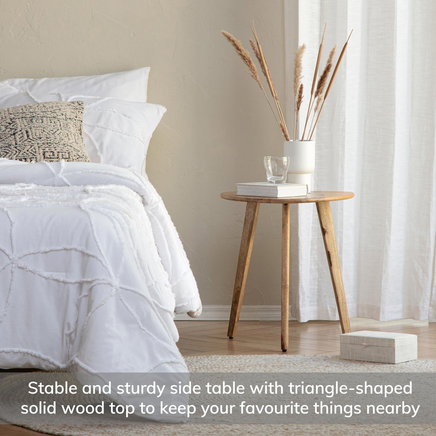 MH London Side Table - Wandsworth Wooden End Table - Exclusively Designed Hand Crafted Large Tables - Contemporary Triangle End Table for Living Room, Bedroom Bedside Tables and Office, Natural