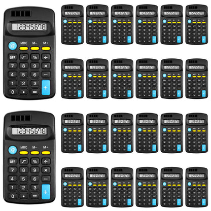 Loccmat 24 Pieces Pocket Calculator,Pocket Size Mini Calculators,Solar Battery Dual Power Function Calculator,8 Digit Display Basic Calculator for Students Kids Home Office(Black)
