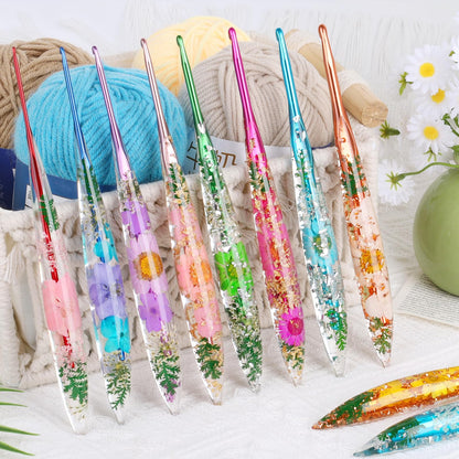 Coopay Crochet Hook Set, 9 PCS Crochet Hooks with Case (2.0mm-6.0mm), Floral Resin Grips - Beautiful & Ergonomic, Great for Crocheting Blankets, Dolls, Shawls, Hats, Scarves (B-J)