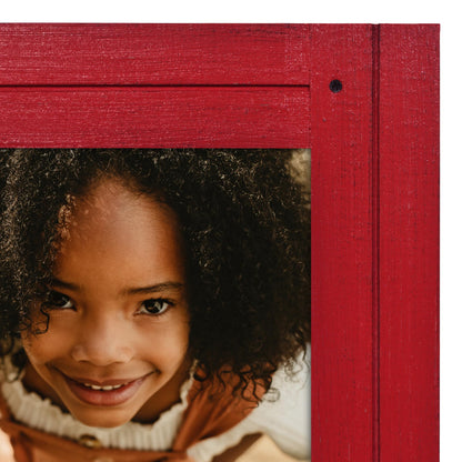 Americanflat 12x18 Poster Frame with Polished Plexiglass - Hampton Collection - Distressed Wood Picture Frames for Wall Display - Red
