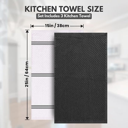 Infinitee Xclusives Premium Kitchen Towels – Pack of 3, 100% Cotton |15 x 25|
