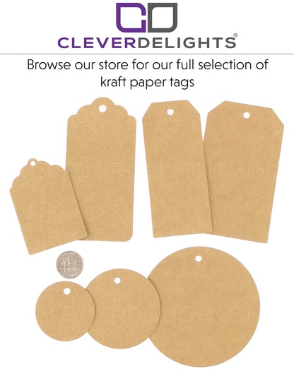 CleverDelights 3" Round Kraft Gift Tags - 100 Pack - Round Circle Paper Hang Tag 3 Inch