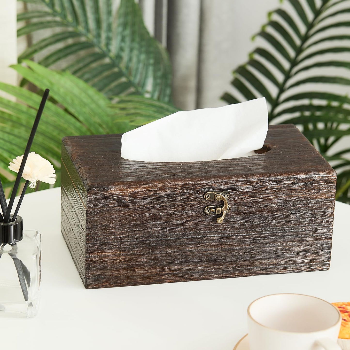 GZQWDC Rectangular Wood Tissue Box,Decorative Wooden Tissue Box Cover,Tissue Box Holder,Tissue Box for Bathroom&Tabletop