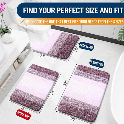 OLANLY Small Bathroom Rugs Mat 24x16, Extra Soft Absorbent Microfiber Bath Rugs, Rubber Backing, Quick Dry, Machine Washable Bath Mats for Bathroom Floor, Tub and Shower, Home Decor Accessories, Mauve