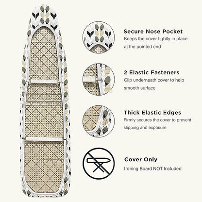 Ironing Board Cover and Pad 15"x54" Extra Thick Natural Cotton, Scorch and