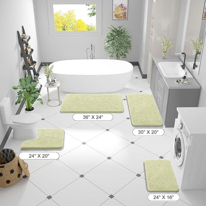 OLANLY Bathroom Rugs 30x20, Extra Soft Absorbent Chenille Bath Rugs, Rubber Backing Quick Dry, Machine Washable Bath Mats for Bathroom Floor, Tub and Shower, Home Decor Accessories, Vanilla