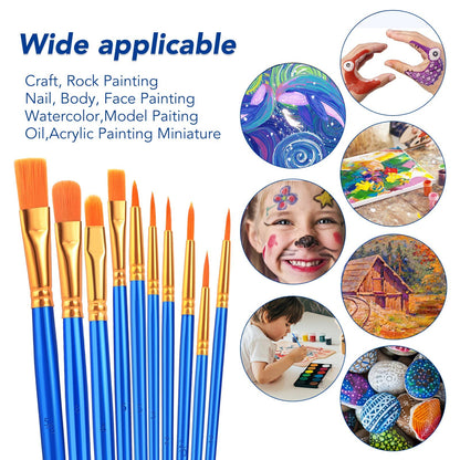ESRICH Acrylic Paint Brushes Set, 16 Packs /160 Pcs, Nylon Brush Head, Suitable for Acrylic, Oil, Watercolor,Rock Body Face Nail Art,Perfect Suit of Art Painting, Best Gift for Kids Adult Drawing