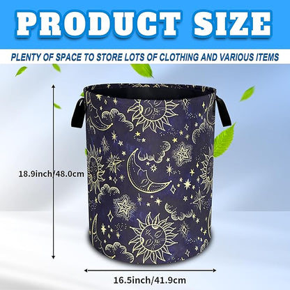 Celestial Sun Stars Moon Laundry Basket Oxford Cloth Funny Laundry Hamper