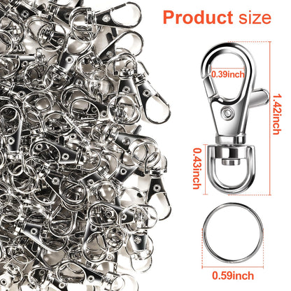 LEOBRO 240PCS Lobster Claw Clasps and Key Rings, Keychain Making Kit, 120PCS Keychain Clips and 120PCS Key Chain Ring, for Keychains, Lanyard, Jewelry Making, Art Crafts, Silver