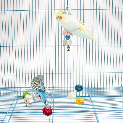 3Packs Parrot Chewing Toy Beak Trimmer Calcium Stone with BellParrot for Cockatiel Conure African Grey Amazon Parrots Parakeet Cockatiel Bird (Style-2)