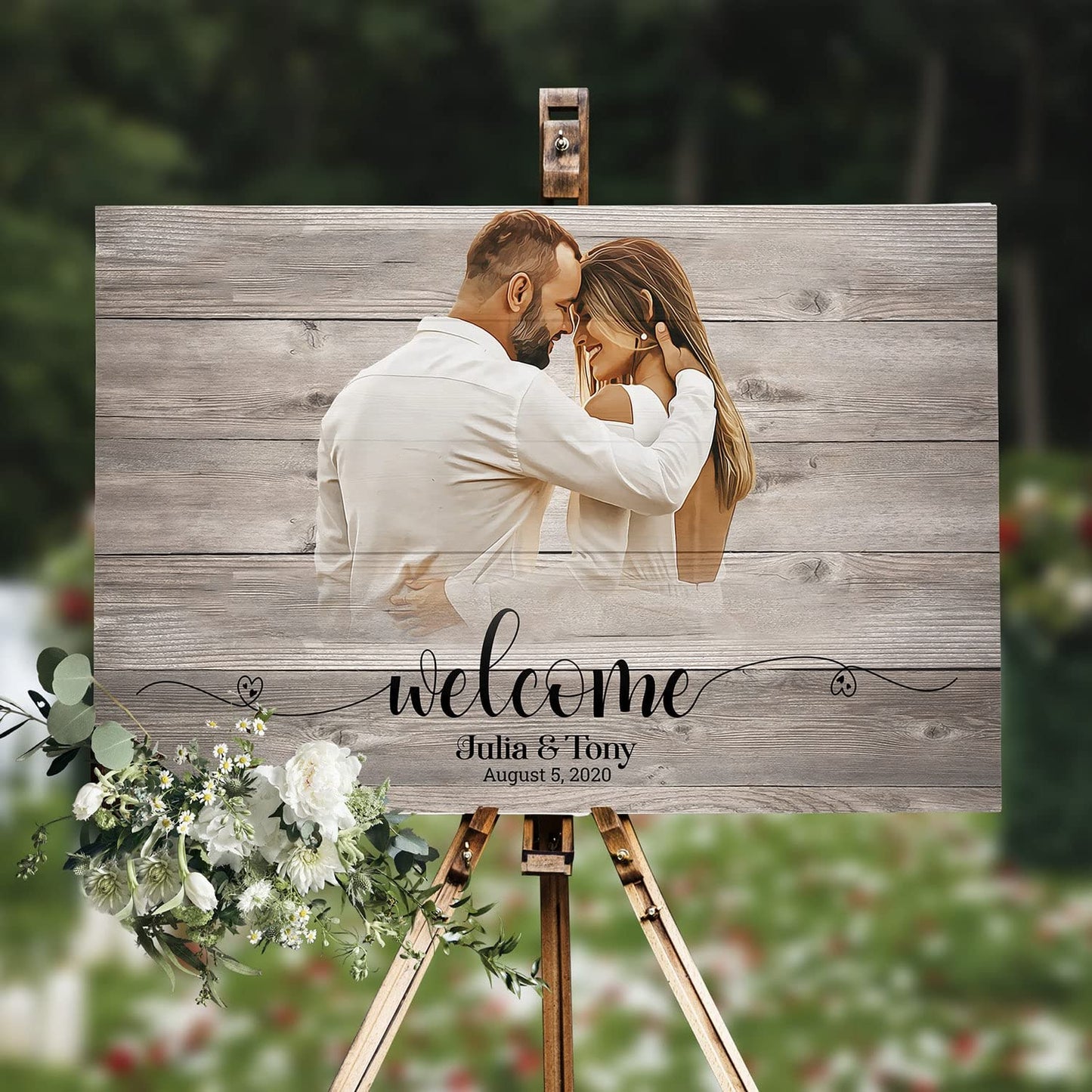 Rustic Wooden Welcome Sign | Custom Portrait from Photo | Wedding Gift & Decoration