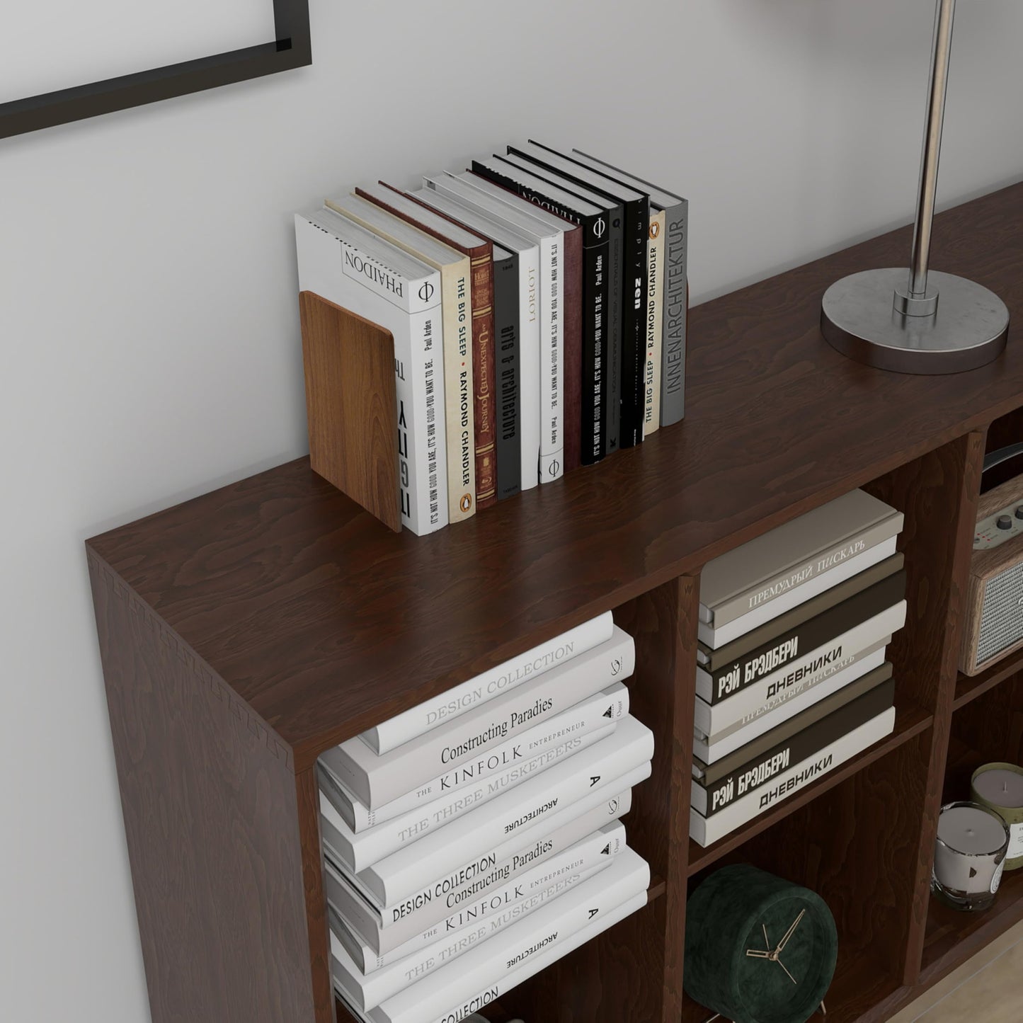 Brosisincorp Walnut Wood Book Ends for Shelves - Hand Polished Edges, Non-Skid Bookends for Heavy Duty Book Holders Office Desk Shelves Decorative Book Organizer, 6.69"H x 4.72"W x 3.94"L (3 Pairs)