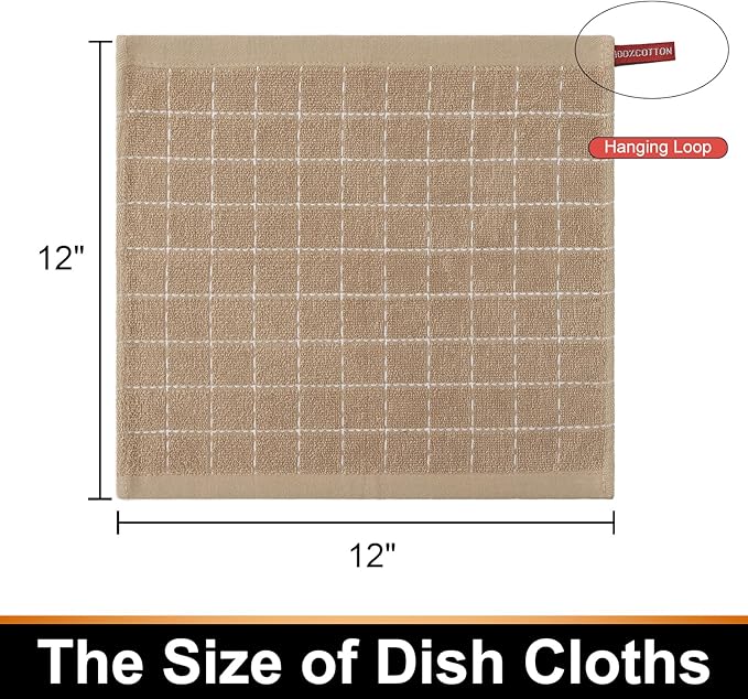 Mordimy 100% Cotton Terrycloth Kitchen Towels and Dishcloths Sets, Soft and