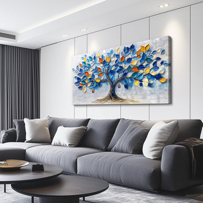 VXMXFTE Wall Art For Living Room Bedroom Wall Decor For Office Dining Room Abstract Blue Tree Painting Restaurant Hallway Wall Home Decor Prints Canvas Artwork Picture Ready To Hang 20x40 Inches