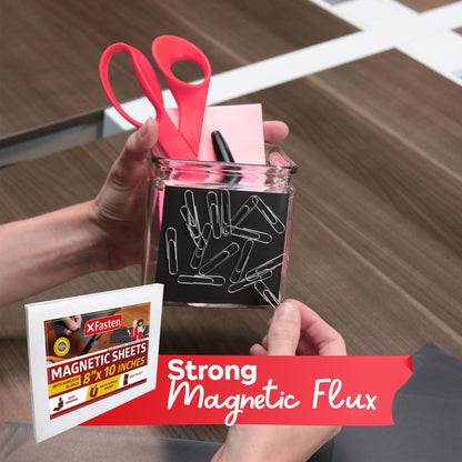 XFasten Magnetic Sheets 8x10 Inch 20mil (Set of 10) - Magnetic Adhesive Sheets -Premium Peel and Stick Magnetic Sheets with Adhesive Backing