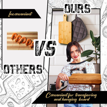 Nuenen 10 Pcs Wood Cutting Board with Handle 15.7 x 7.8 Inch Acacia Wooden Serving Kitchen Chopping Boards for Pizza, Bread, Cheese, Charcuterie, Fruit, Vegetables(Acacia)