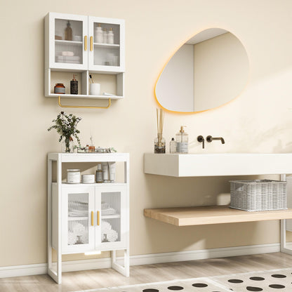 Edospaen Bathroom Floor Storage Cabinet Freestanding Organizer with Sensor Light & Acrylic Doors for Bathroom, Home Office, Bedside, Sofa Side Table