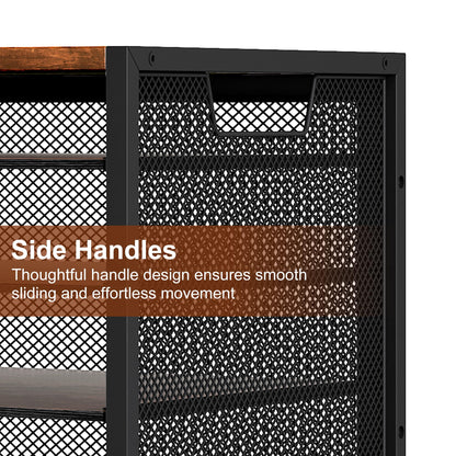 TQVAI 27 Compartments Desktop Literature Organizer, Metal Frame Paper Sorter with Handles, Heavy Duty Mailbox for Classroom and Office, Wood File Organizer for Document, Bill, Magazine, Antique Brown