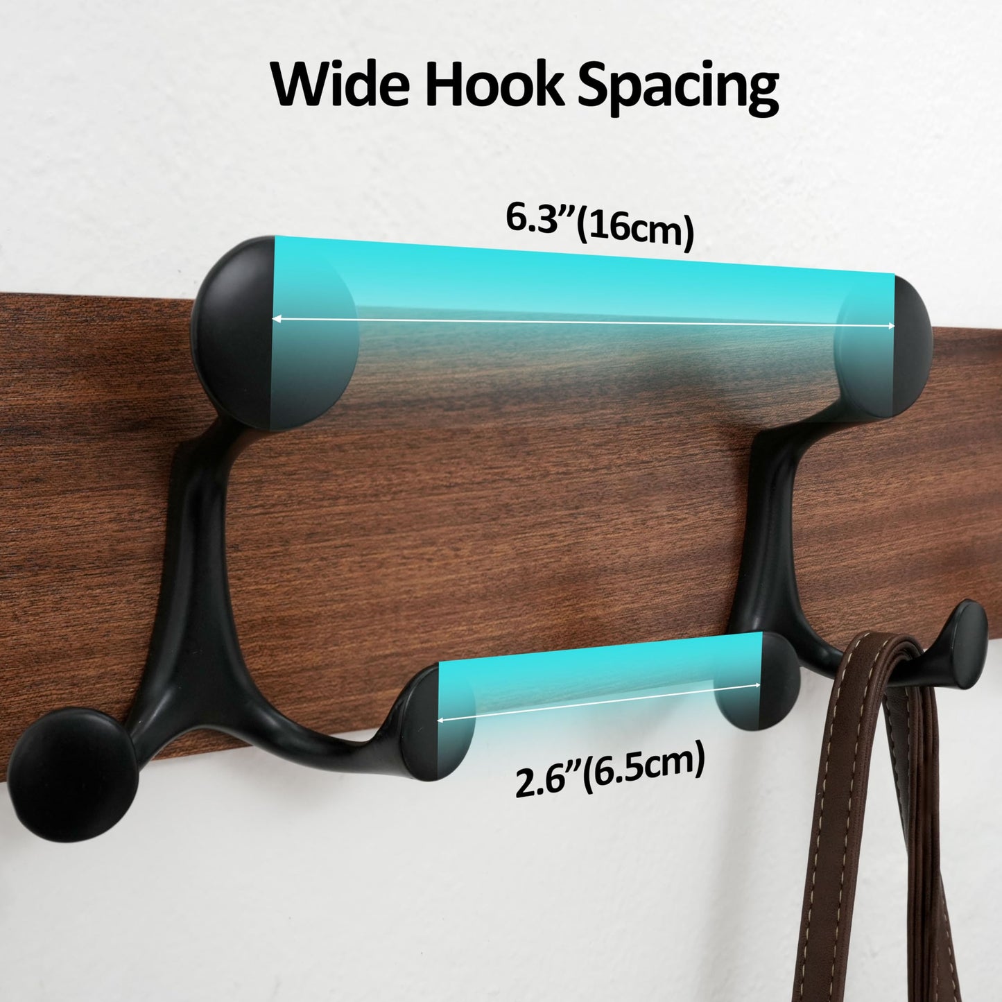 WEBI Coat Rack Wall Mount,17" Solid Wood Coat Hooks Wall Mounted Coat Hanger,16" Hole to Hole,Heavy Duty 3 Triple Hooks for Hanging Coats,Jacket,Hat,Backpack,Farmhouse,Reddish Brown
