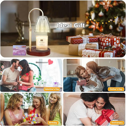 TOACSUCP Candle Warmer Lamp with 3 Bulbs, Adjustable Height Dimmable Candle Warmer with Timer, Compatible with Large Jar Candles, Candle Lamp with Charming Gift Box for Her/Him