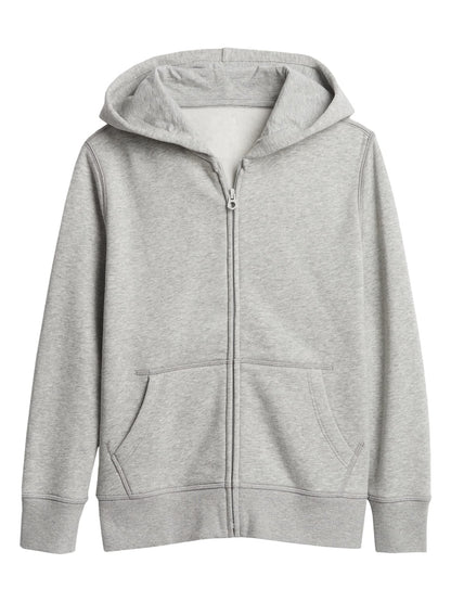 GAP boys Kids Zip Hoodie Sweatshirt, Light Heather Grey B08, Large US