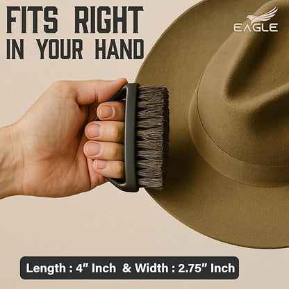 Hat Brush for Felt and Wool – Soft Horsehair Bristles for Cleaning Cowboy Hats
