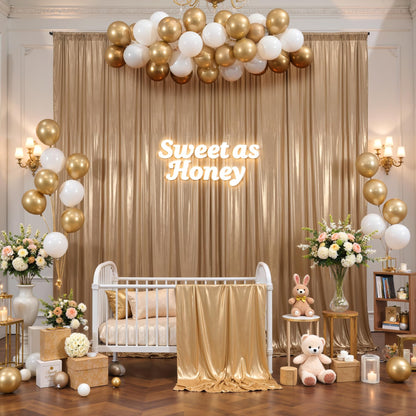 10x10ft Dark Champagne Backdrop Curtains Wedding Party Glitter Sequin Curtain Backdrop Fabric Shimmer Drapes Backdrop Bridal Baby Shower Birthday Christmas Photoshoot Background 5x10FT，2 Panels