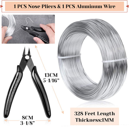 18 Gauge Aluminum Craft Wire Jewelry Making, 328 FT Metal Wire Armature Bendable Wire for Bonsai Trees, Sculpting, DIY Crafts Beading Floral (Silver, 1 mm Thickness)