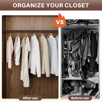 SUTINE Closet Rod - Closet Rods for Hanging Clothes, 17 to 68 inch Adjustable Closet Hanging Rod, Heavy Duty Clothes Rod Clothing Bar, Closet Poles for Hanging Clothes for Wardrobes, Shower Curtain