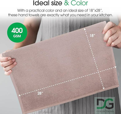 DG Collections Terry Dish Towels, 100% Cotton Kitchen Towels, Set of 6 (18x28 inch) Hand Towels - 400 GSM, Absorbent Terry Cloth Dish Towels for Kitchen, Soft Tea Towels - Pink Color