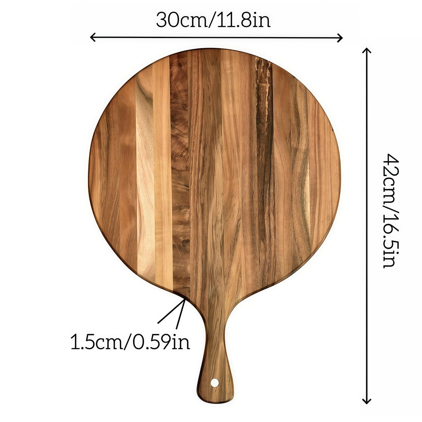 Eugelrom Acacia Wood Round Cutting Board with Handle -16" x 12" Large Charcuterie Board, Wooden Chopping Board for Kitchen, Meat & Cheese Serving Tray, Decorative Butcher Block, Ideal for Pizza
