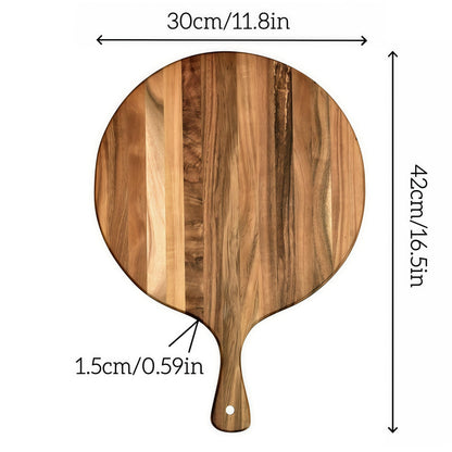 Eugelrom Acacia Wood Round Cutting Board with Handle -16" x 12" Large Charcuterie Board, Wooden Chopping Board for Kitchen, Meat & Cheese Serving Tray, Decorative Butcher Block, Ideal for Pizza