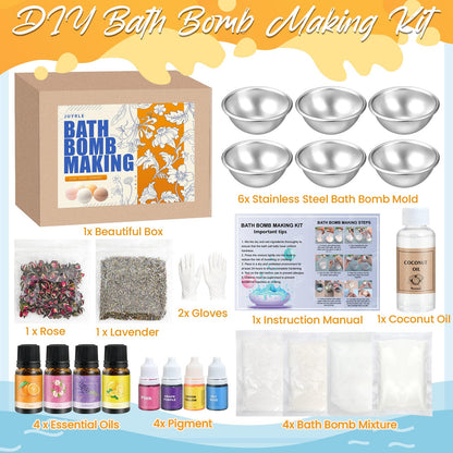 JUYRLE Bath Bomb Making Kit- DIY Bath Bomb Kit for Women, Make Your Own Bath Bombs, Bath Bomb Craft Kits with Bath Bomb Molds, Soap Making Kits, Bath Bomb Making Supplies Gifts for Girls Women