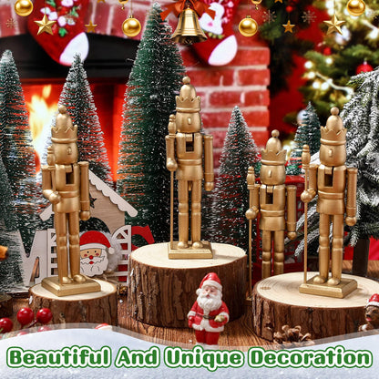 Roowest Christmas Nutcracker Figure 7 Inch Gold Wooden Doll Decoration Set Including Nutcracker with King Shape and White Beard for DIY Crafts Christmas Decorations(4 Pcs)