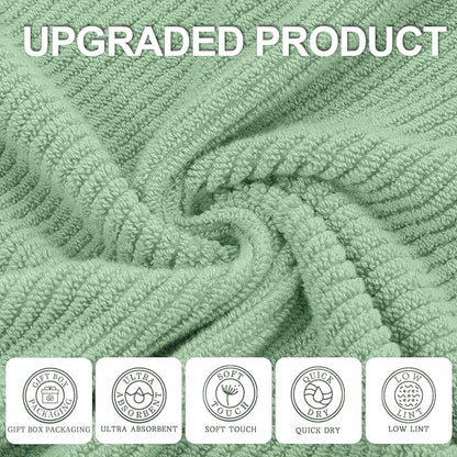 VOOVA & MOVAS Green Towels for Bathroom, 100% Cotton | Quick Dry | Soft | Thick