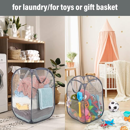 BATTOO 3 Pack Collapsible Laundry Basket Strong Mesh Pop Up Laundry Hamper