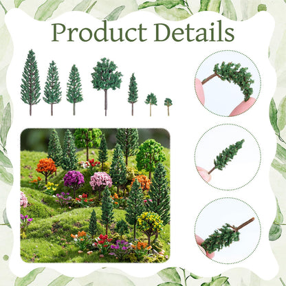 Soulchen 58 Pieces Diorama Supplies Kit Include Model Trees 0.98-5.12 Inch Mixed Mini Trees 16 x 40 Inch Model Grass Mat Ho Scale Accessories for Projects Train Scenery Building Landscape DIY Crafts