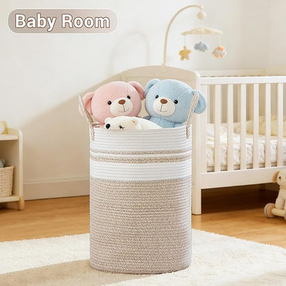 Tall Laundry Basket with Handles, 72L Portable Dirty Clothes Hamper, Boho