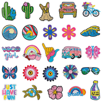 GYGYL 25Pcs Iron on Vintage Patches, Retro Aesthetics Applique Embroidered Sew on/Iron on Patches for Backpacks, Clothes, Dress, Hat, Jeans, Pant, Shoe,Bags