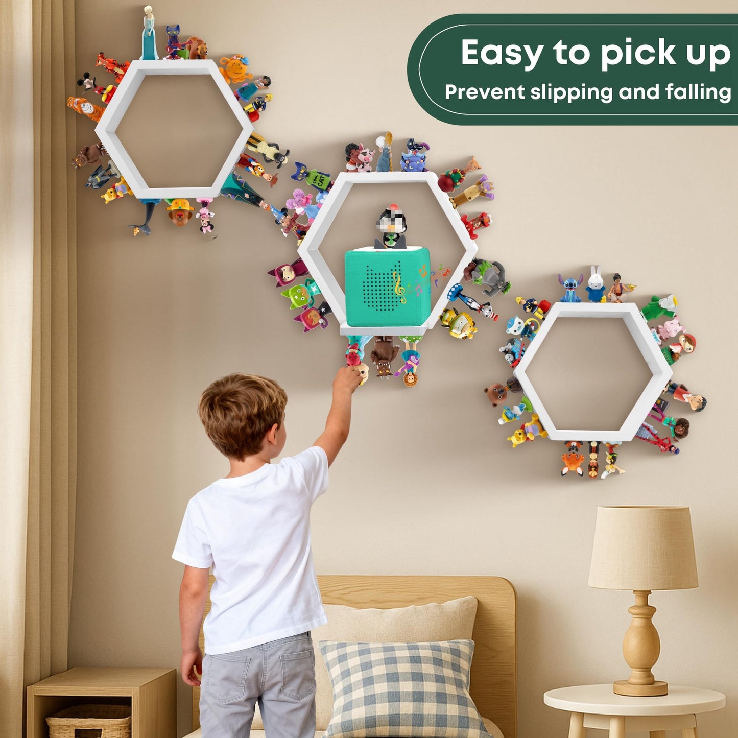 MITREL for Tonies Shelf Magnetic – Wooden Tonies Storage Shelf, Tonie Box Shelf with Tonies Holder, Wall Mounted Tonies Organizer for Kids Room (White)
