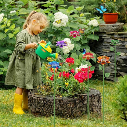2 Pack Bee Watering Station - Flowers Butterfly Feeder, Bee Water Feeders for Outside, Metal Garden Decor, Bee Baths for Garden Yard Patio (Blue,Yellow)