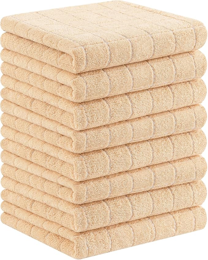Homaxy 100% Cotton Terry Kitchen Towels, Checkered Designed, Soft and Super
