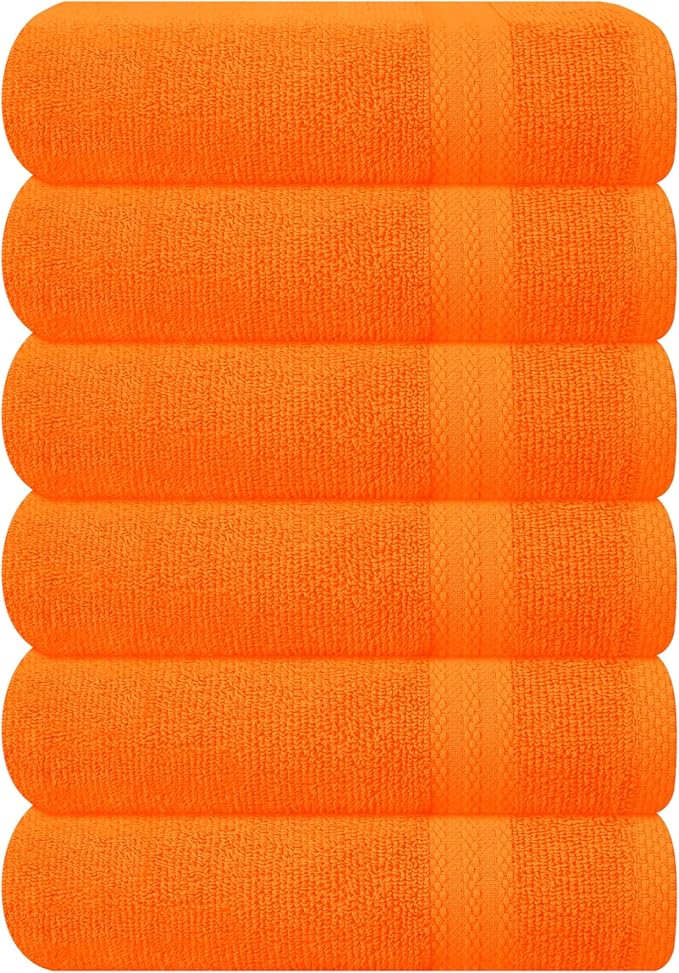GLAMBURG Ultra Soft 6-Piece Hand Towel Set 16x28-100% Ringspun Cotton