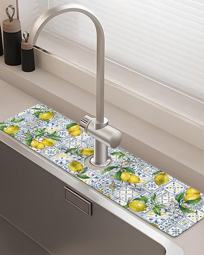 Patterned Sink Faucet Mat Kitchen Splash Guard Super Absorbent Drying Mat